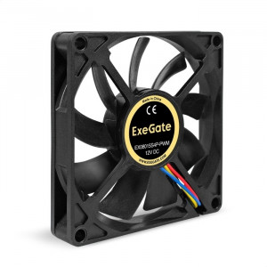 Exegate EX295235RUS Вентилятор 12В DC ExeGate EX08015S4P-PWM (80x80x15 мм, Sleeve bearing (подшипник скольжения), 4pin, PWM, 25.5dBA)