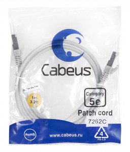 Cabeus PC-FTP-RJ45-Cat.5e-1m Патч-корд F/UTP, категория 5е, 2xRJ45/8p8c, экранированный, серый, PVC, 1м