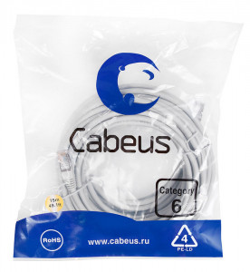 Cabeus PC-FTP-RJ45-Cat.6-15m-LSZH Патч-корд F/UTP, категория 6, 2xRJ45/8p8c, экранированный, серый, LSZH, 15м